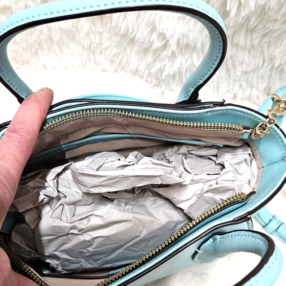 Nine West Darlington Mini Crossbody Handbag Satchel Tiffany Blue Color - Picture 5 of 9